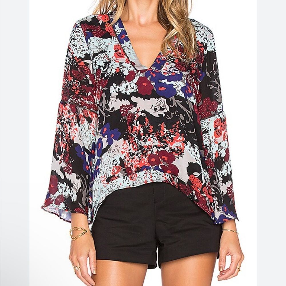 Parker Revolve Bliss Blouse Congo Longsleeve Silk Lined V-Neck Women Top Small